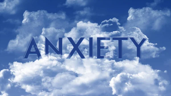 Parola Anxiety Nelle Nuvole Colore Del Cielo Colorato Concetto Parola — Foto Stock