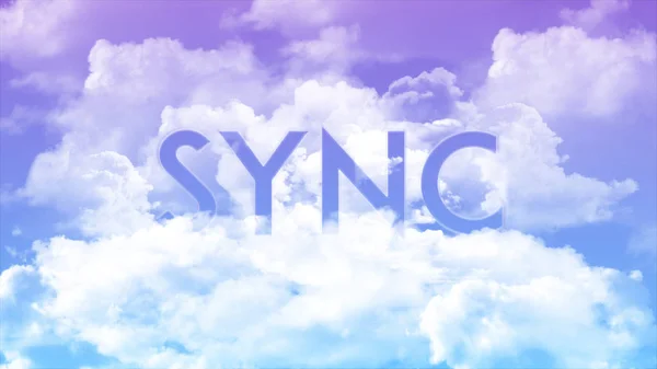 Palavra Sync Nas Nuvens Cor Céu Colorido Conceito Palavra Forte — Fotografia de Stock