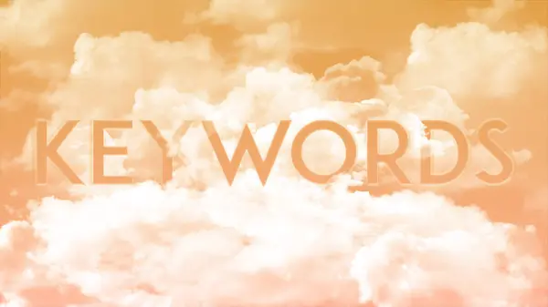 色鮮やかな空の色 雲の中の単語のキーワード ビジネス プレゼンテーションの強い単語概念 — ストック写真