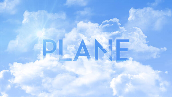 Слово PLANE в облаках, красочный цвет неба. сильная концепция слова для презентации бизнеса
.