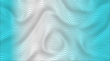 Mavi renkli curvy geometrik çizgiler renkli arka plan üzerinde desen doku el salla. Dalga şerit arka plan. Arka plan ile bozuk şekiller. Hareket, op sanat desen yanılsaması.