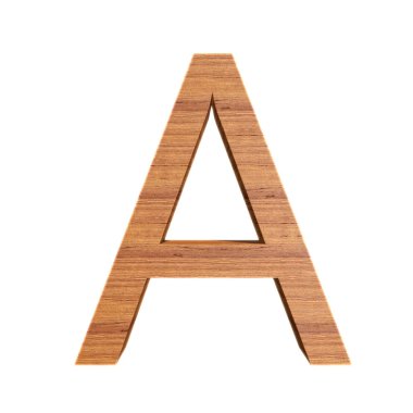 Comma mark wooden letter. Isolated on white background, font for your design, 3D illustration