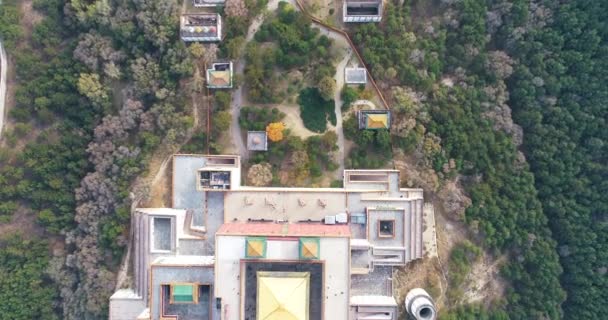 Luchtfoto Van Putuo Zongcheng Boeddhistische Tempel Één Van Acht Outer — Stockvideo