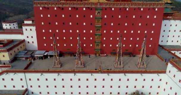 Luchtfoto Van Putuo Zongcheng Boeddhistische Tempel Één Van Acht Outer — Stockvideo