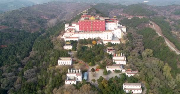 Luchtfoto Van Putuo Zongcheng Boeddhistische Tempel Één Van Acht Outer — Stockvideo