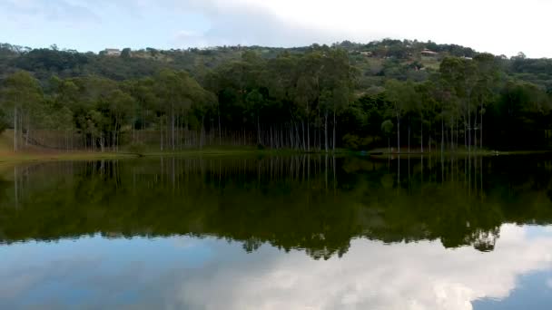 Aérea Pequeño Lago Campo Agrícola Villa Zona Verde Bosque Tropical — Vídeo de stock