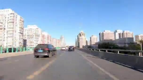 Time Lapse Pov Oogpunt Voorkant Auto Rijden Weg Tijdens Herfst — Stockvideo