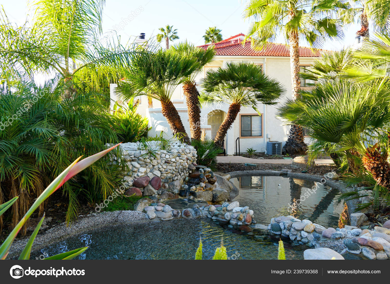 Typical Southern California Spanish Style Residential Buildings Surrounded Nice Garden Stock Editorial Photo C Bonandbon 239739368