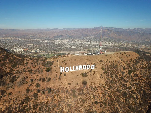 Вид Воздуха Знак Голливуда Время Сухого Голубого Лета Лос Анджелес — стоковое фото