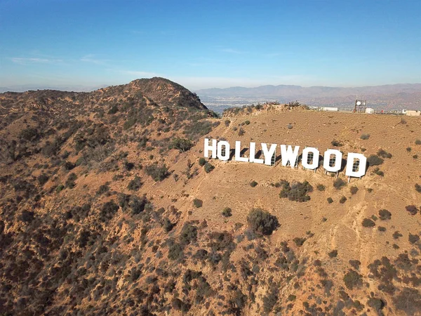 Αεροφωτογραφία Του Χόλιγουντ Σημάδι Καλοκαίρι Ξηρό Blue Λος Άντζελες Καλιφόρνια — Φωτογραφία Αρχείου