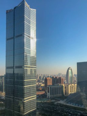 Cbd, Merkezi İş Bölgesi Pekin kuleleri. Uzun boylu futuristik gökdelen. Beijing, Çin.