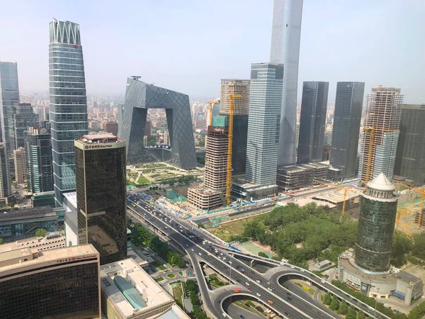 Vista Aérea Las Torres Distrito Central Negocios Beijing Con Torre —  Fotos de Stock