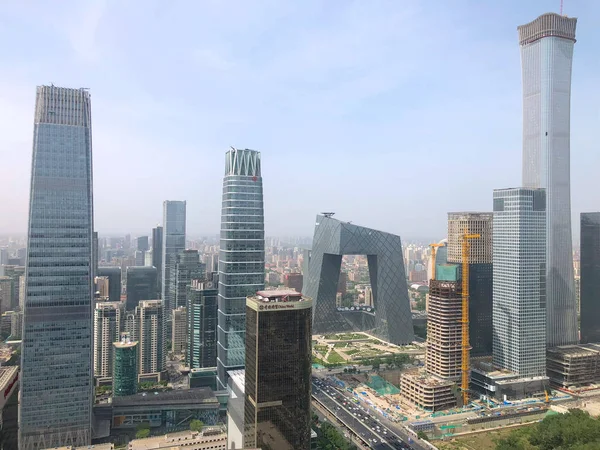 Légifelvételek Tornyok Peking Központi Üzleti Negyed Cctv Tower Citic Tower — Stock Fotó