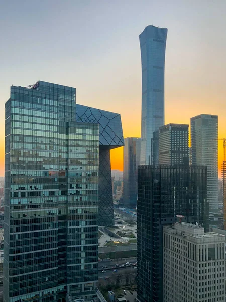 Башни Центральном Деловом Районе Пекина Видеонаблюдением Башня Башня Ситик Супер — стоковое фото