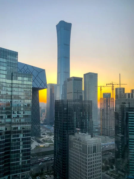 Πύργους Στην Κεντρική Επιχειρηματική Περιοχή Του Πεκίνου Πύργο Cctv Και — Φωτογραφία Αρχείου