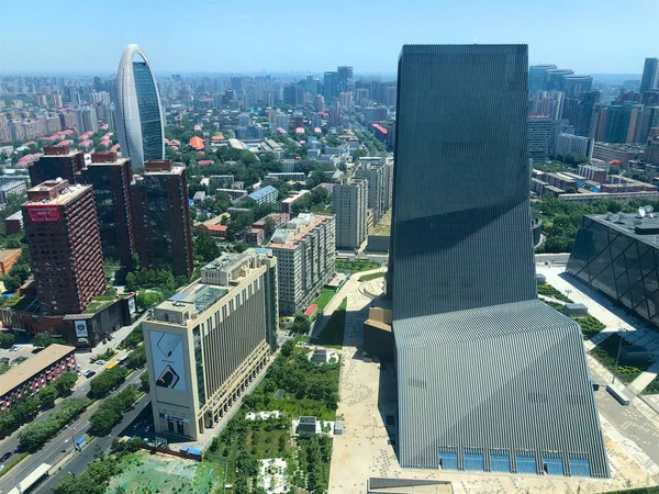 Torres Cbd Distrito Central Negócios Pequim Arranha Céus Futurista Alto — Fotografia de Stock