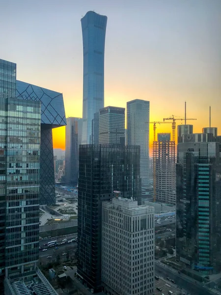 Wieże Centrum Biznesowej Dzielnicy Pekinu Cctv Tower Citic Tower Super — Zdjęcie stockowe