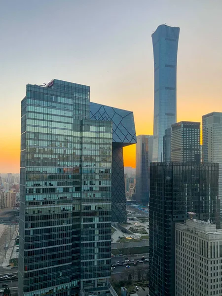 Wieże Centrum Biznesowej Dzielnicy Pekinu Cctv Tower Citic Tower Super — Zdjęcie stockowe