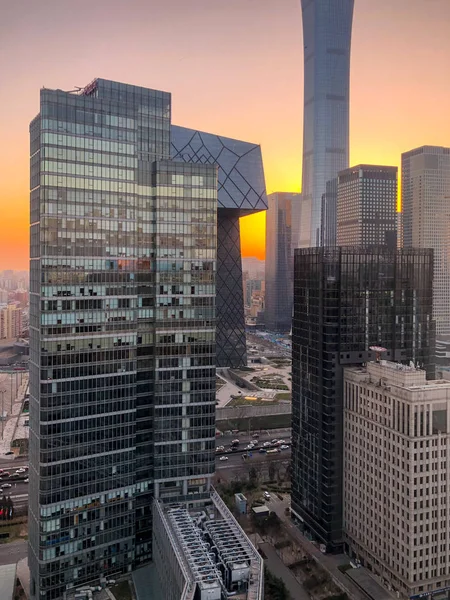 Башни Центральном Деловом Районе Пекина Видеонаблюдением Башня Башня Ситик Супер — стоковое фото