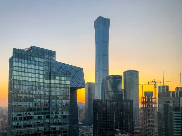 Wieże Centrum Biznesowej Dzielnicy Pekinu Cctv Tower Citic Tower Super — Zdjęcie stockowe