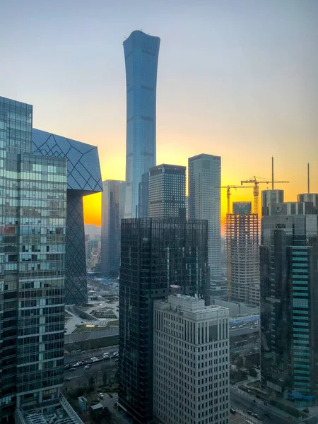 Wieże Centrum Biznesowej Dzielnicy Pekinu Cctv Tower Citic Tower Super — Zdjęcie stockowe