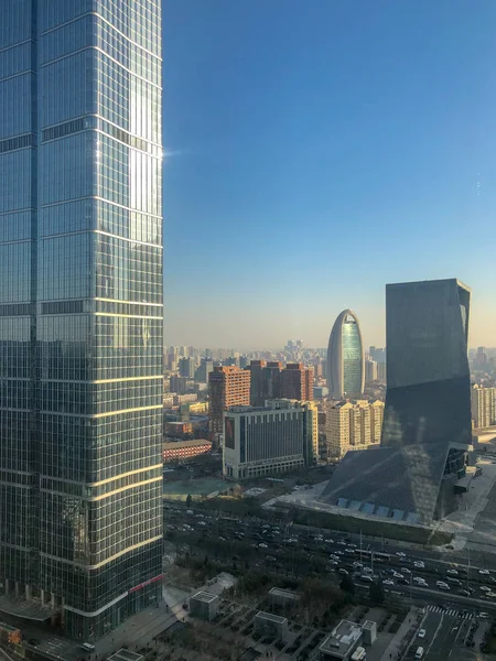 Башни Центральном Деловом Районе Пекина Высокий Футуристический Небоскреб Пекин Китай — стоковое фото