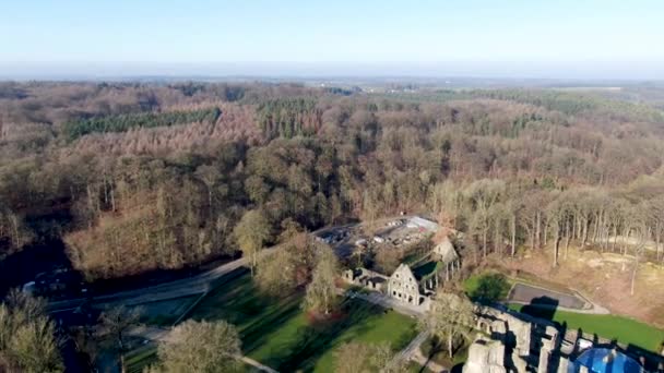 Havadan Görünümü Villers Manastır Kalıntıları Yakındaki Kasaba Villers Ville Brabant — Stok video