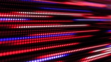 Kırmızı, mavi ve beyaz soyut teknolojik altyapı ile animasyon yavaş hareket küçük ışık nokta çizgili. Parlayan d odaklı topu parçacıkları sallayarak hareket. Soyut yaratıcı baba renkli hareket.