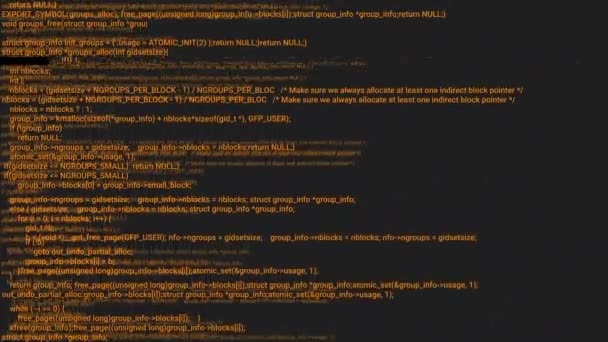 Oranje Scherm Codering Hacker Concept Animatie Met Glitch Programmering Code — Stockvideo