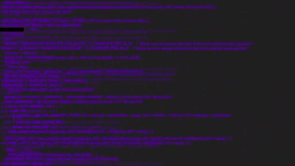 Paarse Scherm Codering Hacker Concept Animatie Met Glitch Programmering Code — Stockvideo