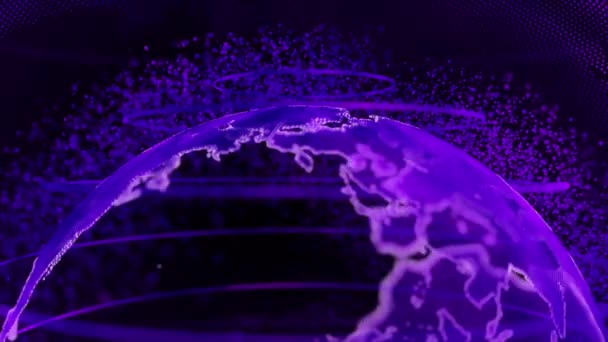 Purple Rendering Earth Technology Business Communications Background Earth Globe Rotation — Stock Video