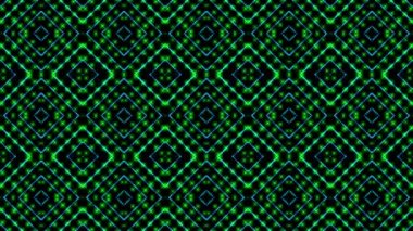 Hareketli ışık shinning yeşil ve mavi noktalar ve yıldız şekiller kare. Parlak shinning noktalar ve yıldız 3d kamera hareketi ile renkli. Neon ve yıldız ve nokta etkisi ile arka plan