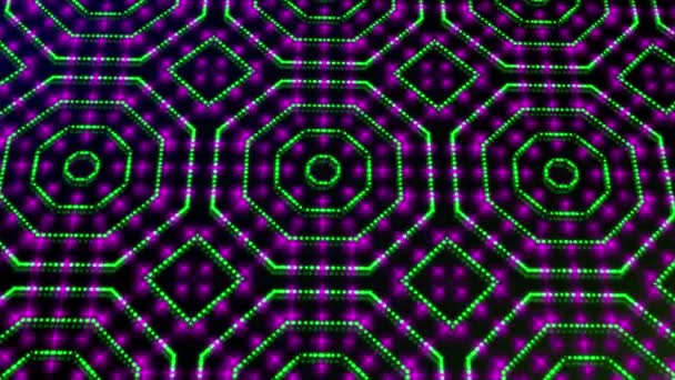 Geanimeerde Lichte Stralende Roze Groene Stippen Sterren Geometrische Vormen Heldere — Stockvideo