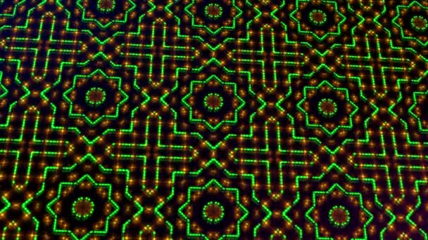 Geanimeerde Lichte Stralende Groene Gele Stippen Sterren Geometrische Vormen Heldere — Stockvideo