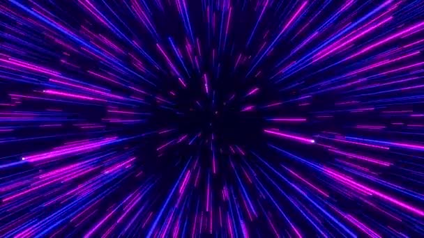 粉红色和紫色抽象径向线几何背景 数据流隧道 爆炸之星运动效果 — 图库视频影像