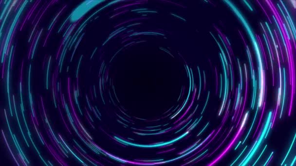 Fondo Líneas Radiales Circulares Abstractas Azul Rosa Púrpura Flujo Datos — Vídeo de stock