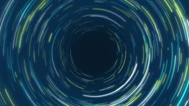 Blauwe Groene Abstracte Circular Radiale Lijnen Achtergrond Gegevensstroom Optische Vezel — Stockvideo