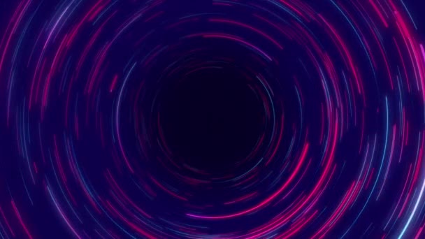 Fondo Líneas Radiales Circulares Abstractas Azules Rosadas Rojas Flujo Datos — Vídeo de stock