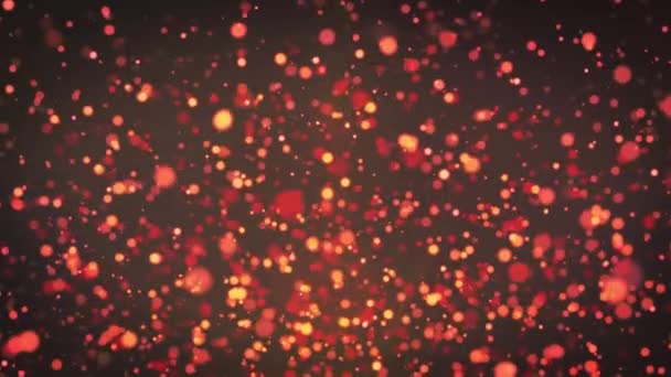 Rode Deeltjes Achtergrond Stofdeeltjes Met Echte Lens Flare Glitter Lichten — Stockvideo