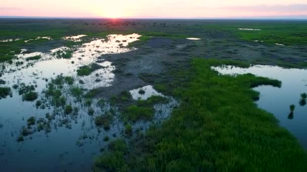 Вид Ailik Озеро Під Час Заходу Чудовим Сонцем Помаранчевий Ailik — стокове відео