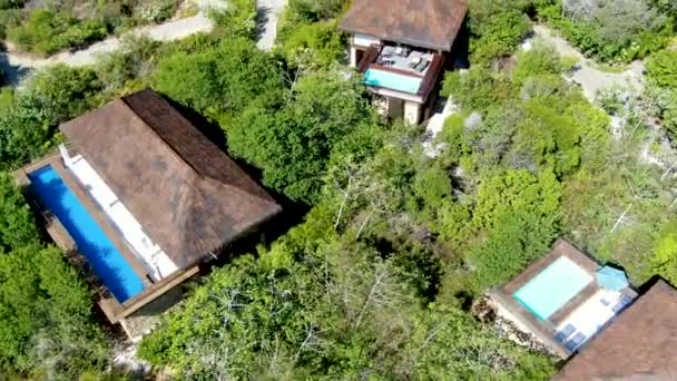 Vista Aerea Villa Lusso Con Piscina Nella Foresta Tropicale Villa — Video Stock