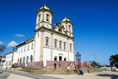 Igreja de Nosso Senhor Bonfim, Salvador, Brezilya Bahia bulunan bir Katolik Kilisesi var. Nerede insanlar kravat süre şeritlere kilisenin önünde dilekler ünlü turistik yer.
