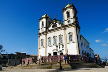 Igreja de Nosso Senhor Bonfim, Salvador, Brezilya Bahia bulunan bir Katolik Kilisesi var. Nerede insanlar kravat süre şeritlere kilisenin önünde dilekler ünlü turistik yer.