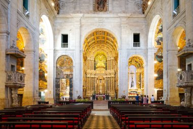 Katedral Basilica of Salvador içinde (Catedral Baslica de Salvador) Salvadore, Bahia, Brezilya eski şehir merkezinde. Portekiz sömürge altın Barok iç tarzı.