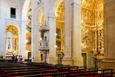 Katedral Basilica of Salvador içinde (Catedral Baslica de Salvador) Salvadore, Bahia, Brezilya eski şehir merkezinde. Portekiz sömürge altın Barok iç tarzı.