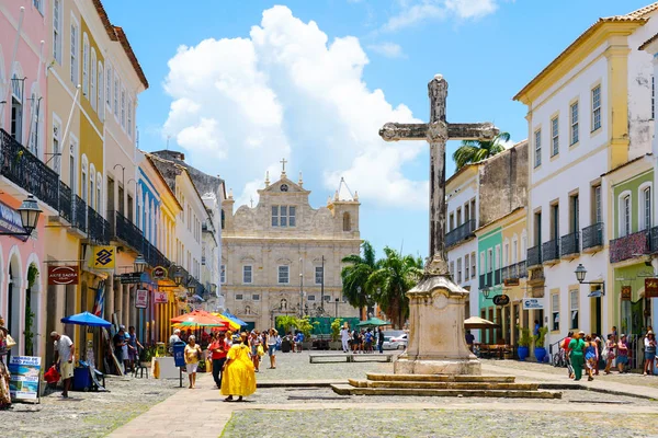 Cruzeiro Sao Francisco Anchieta Koloniální Křesťanský Kříž Pelourinho Historickém Centru — Stock fotografie