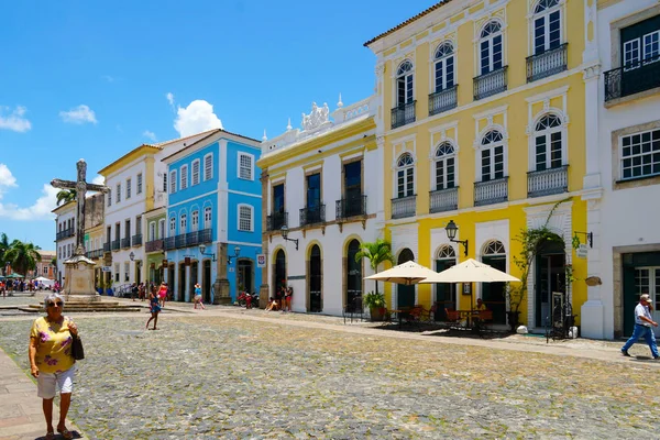 Barevné Koloniální Domy Historické Čtvrti Pelourinho Historické Centrum Města Salvador — Stock fotografie