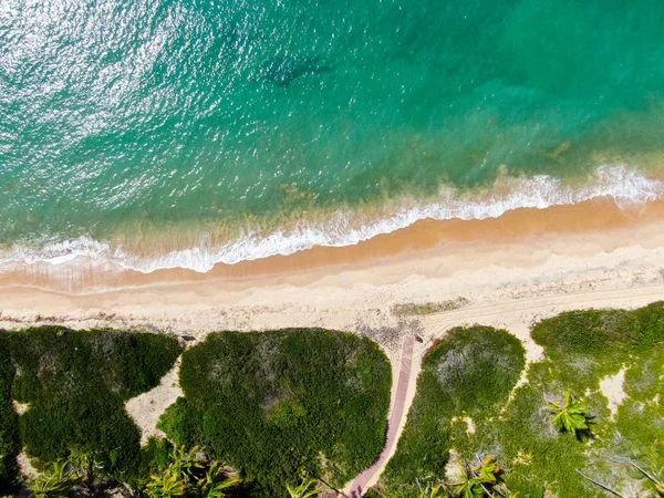 Vista Aérea Superior Praia Areia Branca Tropical Águas Marinhas Claras — Fotografia de Stock