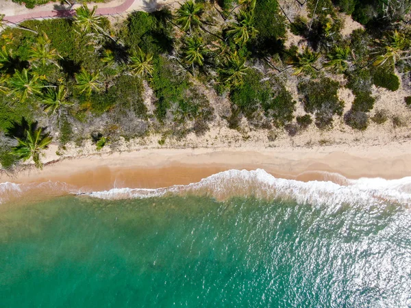 Aerial Top View Tropical White Sand Beach Turquoise Clear Sea — Stock Photo, Image