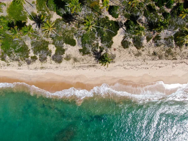 Vista Aérea Superior Praia Areia Branca Tropical Águas Marinhas Claras — Fotografia de Stock